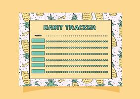 pineapple pattern background habit tracker template. vector