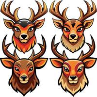 Deer mascot head icon sillhouette vector