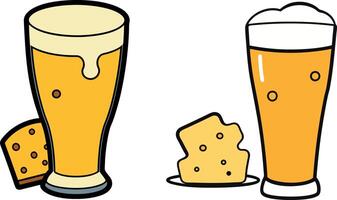 Silhouette of a beer glass with a cheese dip vector