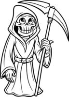 A Grim Reaper with a gentle smile and a cute scythe art vector
