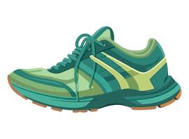 A green running shoe with laces on the side vector