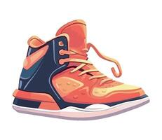 An orange and blue sneaker on a white background vector