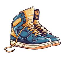 A pair of sneakers with laces vector