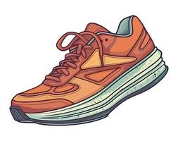 An orange running shoe with laces vector