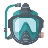 Scuba diving mask with a mask and a hose vector