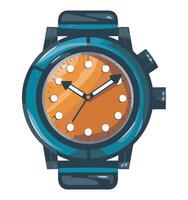 A watch with orange and blue face on a white background vector