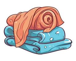A pile of towels with a blue towel on top vector