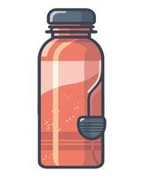 A red bottle with a lid and a straw vector