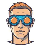 A man wearing goggles and a red hat vector