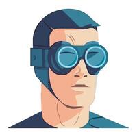 A man wearing goggles and a helmet vector