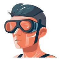A man wearing goggles and a swim cap vector