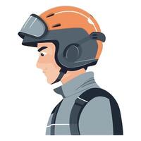 A man in a helmet with a helmet on his head vector