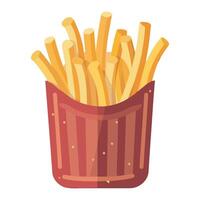 French fries in a red container on a white background vector