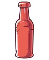A red bottle of ketchup on a white background vector