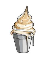 Ice cream with whipped cream in a cup illustration vector