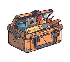 An old toolbox filled with tools vector