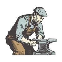 A blacksmith working on an anvil with an anvil vector