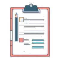 Clipboard with pen and paper on it vector