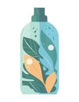 A bottle with leaves and water inside vector