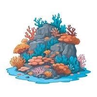 Cartoon underwater coral reef with rocks and water vector
