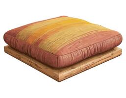 A cushion with a striped pillow on top of a wooden platform vector