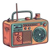 An old radio is shown in a drawing vector