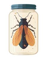 A glass jar with a bug inside vector