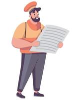Cartoon delivery man with a paper in his hand vector