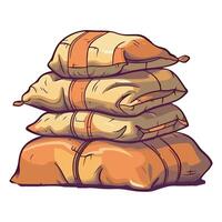 A pile of sacks on a white background vector