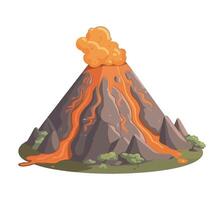 Volcano, lava, lava flow, lava explosion, lava eruption illustration on a white background vector