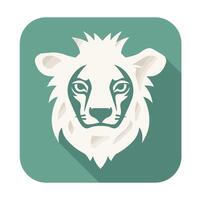 A lion head icon in a flat design vector
