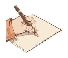 A hand writing on a piece of paper with a pencil vector