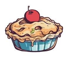 A pie with a cherry on top vector