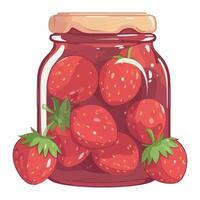 Strawberry jam in jar illustration vector