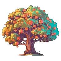 An apple tree with fruit on it vector