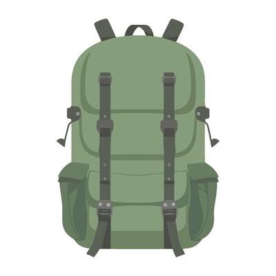 A green backpack on a white background