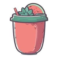 A drink with watermelon and cucumber in a cup vector