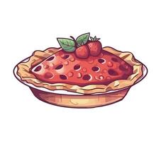 Strawberry pie with strawberry filling illustration vector