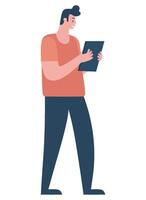 Man with tablet computer illustration vector