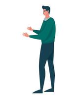 Man standing with hands outstretched, flat style vector