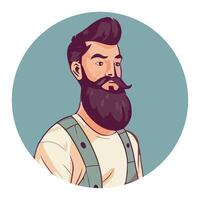 A man with a beard and suspenders vector