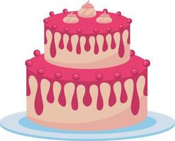 A pink cake with a pink icing on top vector
