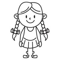 A cartoon girl with braids standing in front of a white background vector