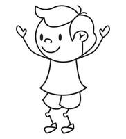 A cartoon boy with arms up and hands out vector