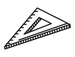 A triangle shaped ruler with a line drawn on it vector