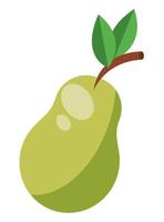 A pear with green leaves on a white background vector