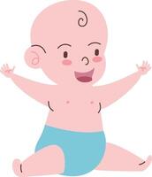 A cartoon baby sitting on the floor with his arms up vector