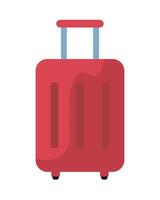 Red suitcase on wheels on white background vector