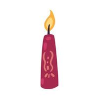 A red candle with a yellow flame on it vector