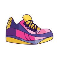 A cartoon shoe with purple and yellow colors vector
